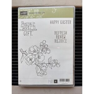 Stampin Up HAPPY‎ EASTER Religious Spring Flower Crafting Wood & Rubber Stamps